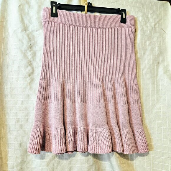 Free People Solid Gold Ribbed Knit Orchid Purple Mini Skirt Size XL - Picture 3 of 5